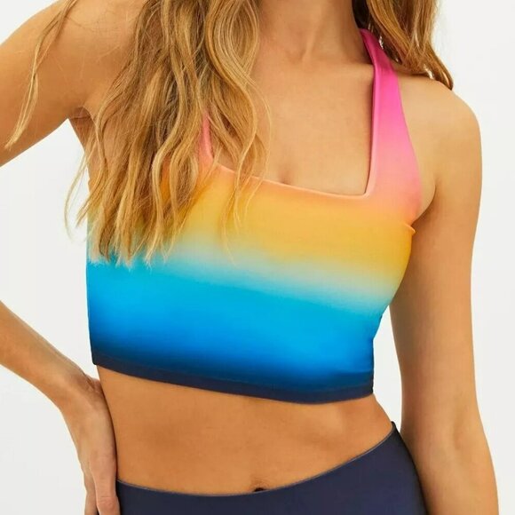 Beach Riot Katya Crop Top Bra Ocean Sunset Blue Multi High Support Size M NWT - Picture 1 of 11
